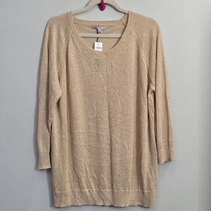 Gap Beige Long Sleeve Sweater With Gold Sparkle